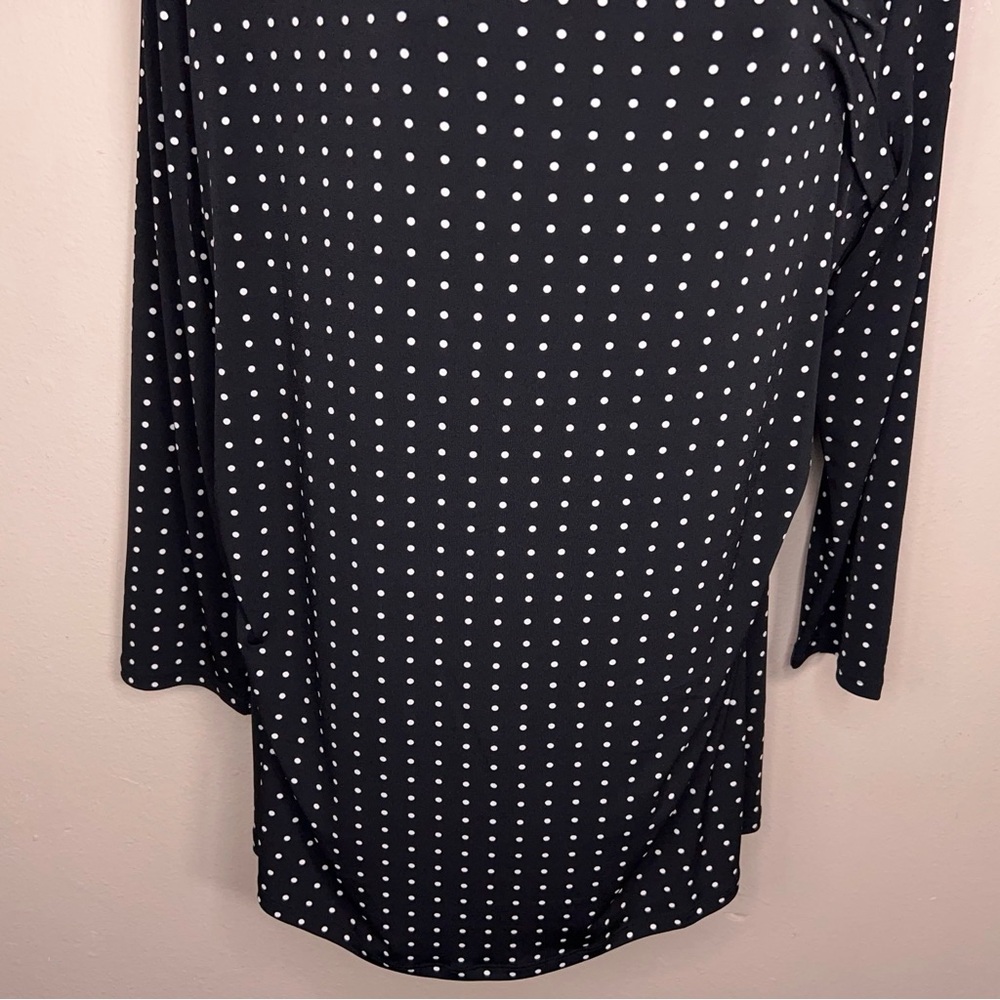 White House Black Market Black Polka Dot Long Sleeve Blouse - Picture 6 of 15